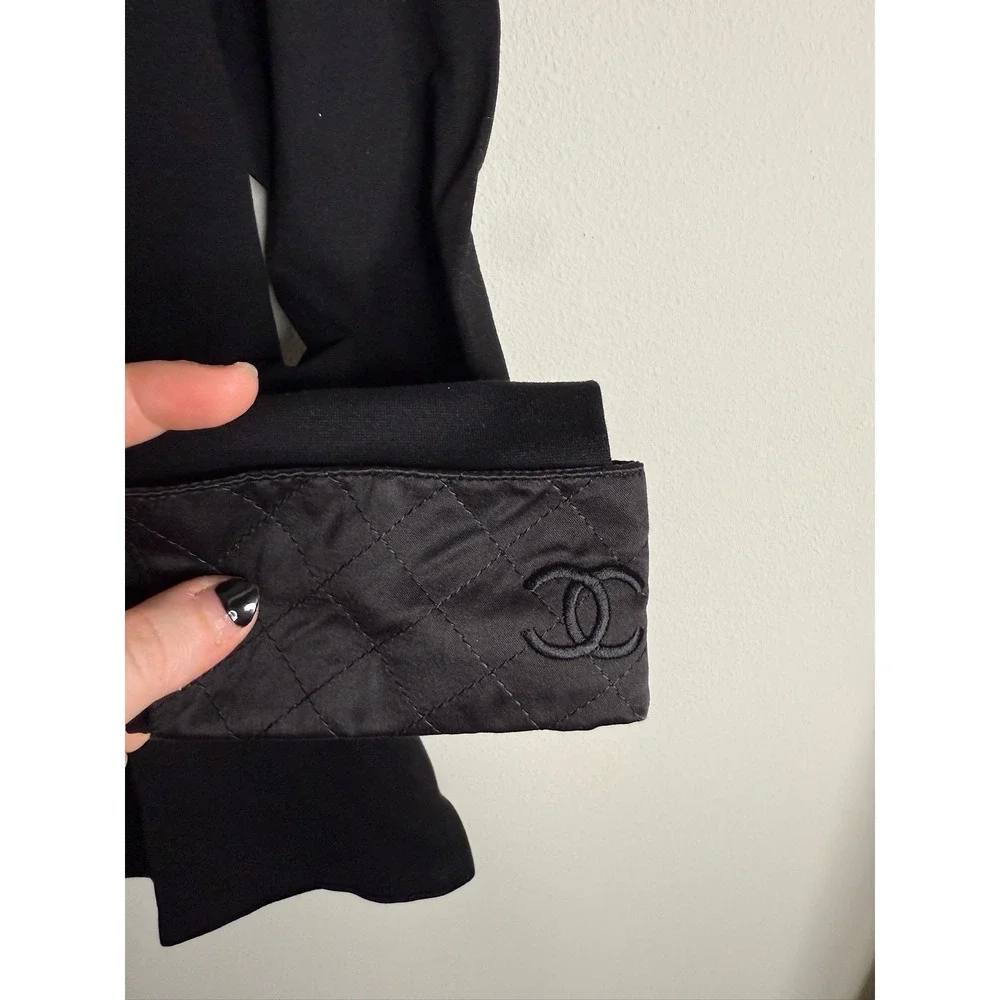 Chanel Women's XS Vintage Black Quilted Cuff Top Detail Classic Elegant Designer